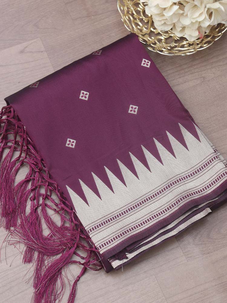Elegant Maroon Paithani Silk Bird & Floral Design Dupatta - Luxurion World