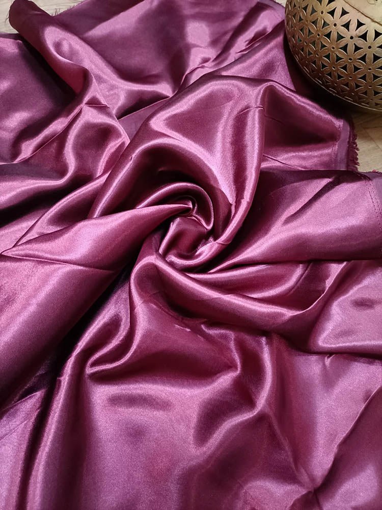 Maroon Plain Satin Silk Fabric (1 Mtr) - Luxurion World