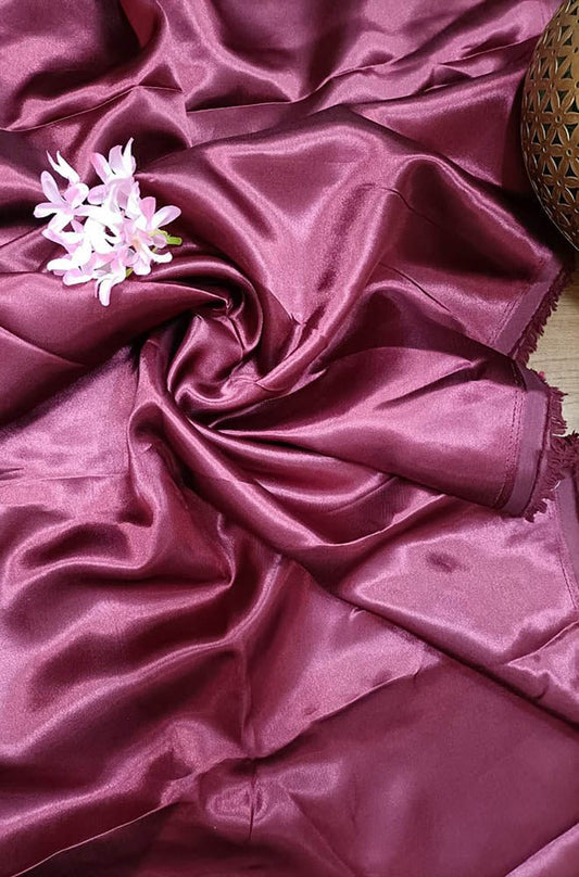 Maroon Plain Satin Silk Fabric (1 Mtr) - Luxurion World
