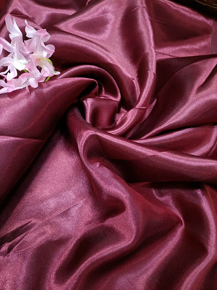 Maroon Plain Satin Silk Fabric (1 Mtr) - Luxurion World