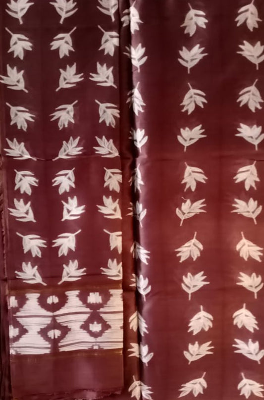 Maroon Shibori Cotton Silk Two Piece Unstitched Suit Set - Luxurion World