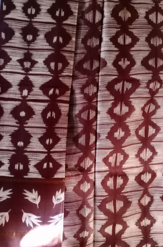 Maroon Shibori Cotton Silk Two Piece Unstitched Suit Set - Luxurion World