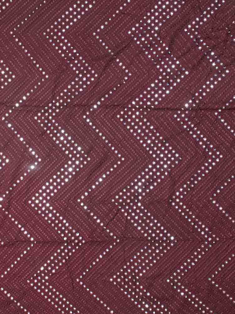 Maroon Trendy Georgette Foil Mirror Work Fabric - Luxurion World