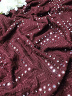 Maroon Trendy Georgette Foil Mirror Work Fabric - Luxurion World