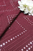 Maroon Trendy Georgette Foil Mirror Work Fabric - Luxurion World
