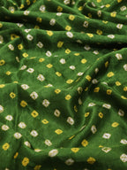 Mehendi Green Bandhani Pure Gajji Silk Fabric ( 1 Mtr ) - Luxurion World