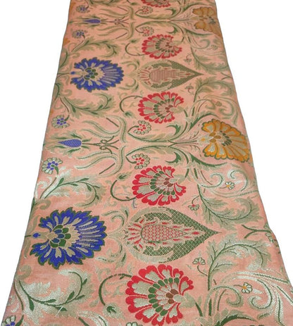 Multicolor Banarasi Kimkhwab Silk Meenakari Fabric ( 1 Mtr ) - Luxurion World