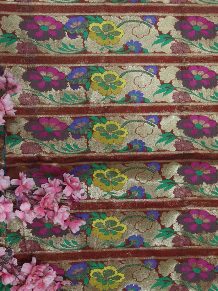 Multicolor Banarasi Silk Fabric ( 1 Mtr) - Luxurion World