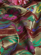 Multicolor Banarasi Silk Fabric ( 1 Mtr) - Luxurion World