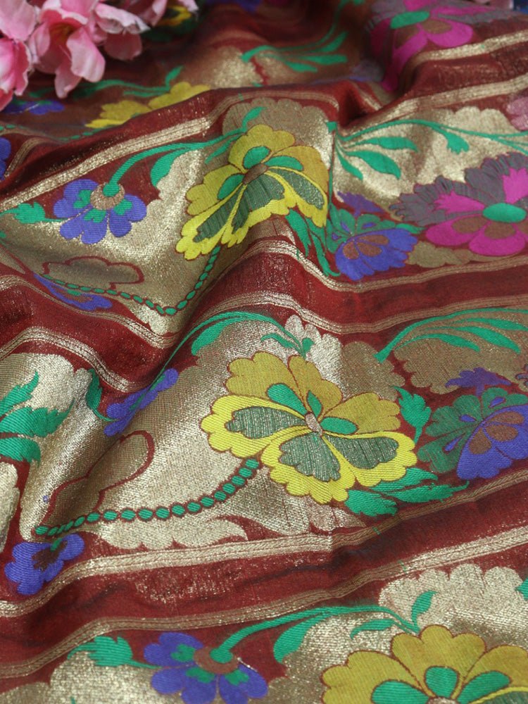 Multicolor Banarasi Silk Fabric ( 1 Mtr) - Luxurion World