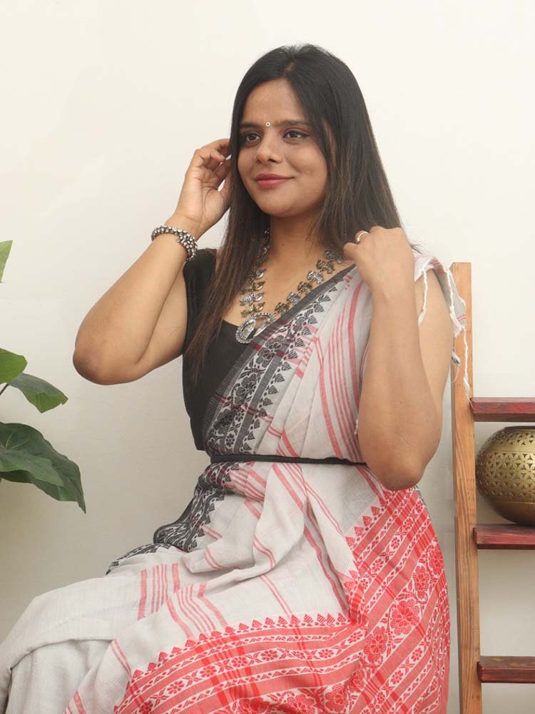 Multicolor Bengal Plain Cotton Saree - Luxurion World