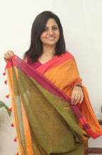 Multicolor Bengal Plain Cotton Saree - Luxurion World