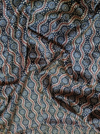 Multicolor Block Printed Ajrakh Mashru Silk Fabric (1 mtr) - Luxurion World