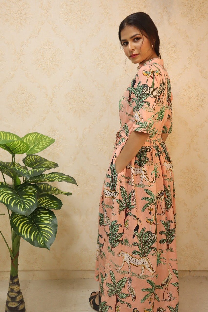 Multicolor Block Printed Pure Cotton One Piece Dress Multicolor Block Printed Pure Cotton One Piece Dress