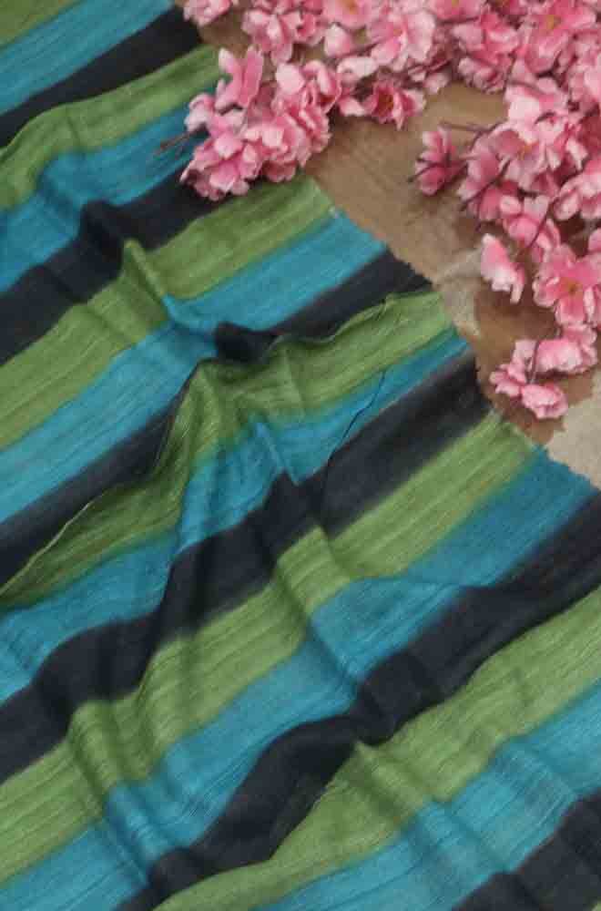 Multicolor Block Printed Tussar Ghicha Silk Dupatta - Luxurion World