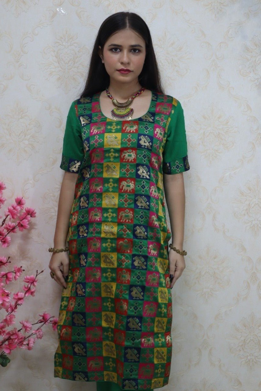 Multicolor Brocade Kurti With Pant - Luxurion World