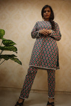 Multicolor Cotton Block Printed Short Suit with Straight Pant - Luxurion World