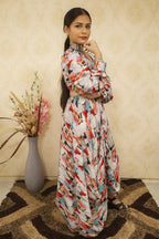 Multicolor Digital Print Crepe Crop Top with Cawl Drape Pant - Luxurion World