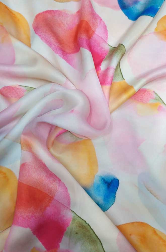 Multicolor Digital Printed Crepe Satin Fabric ( 1 Mtr )