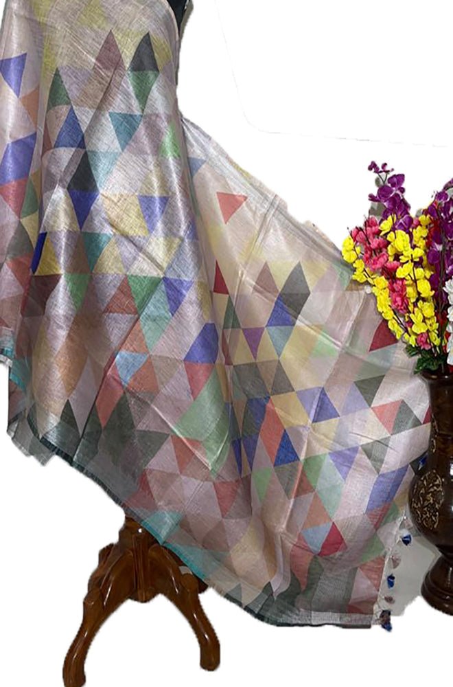 Multicolor Digital Printed Linen Dupatta - Luxurion World