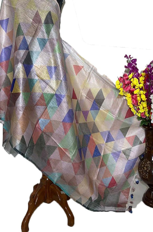 Multicolor Digital Printed Linen Dupatta - Luxurion World