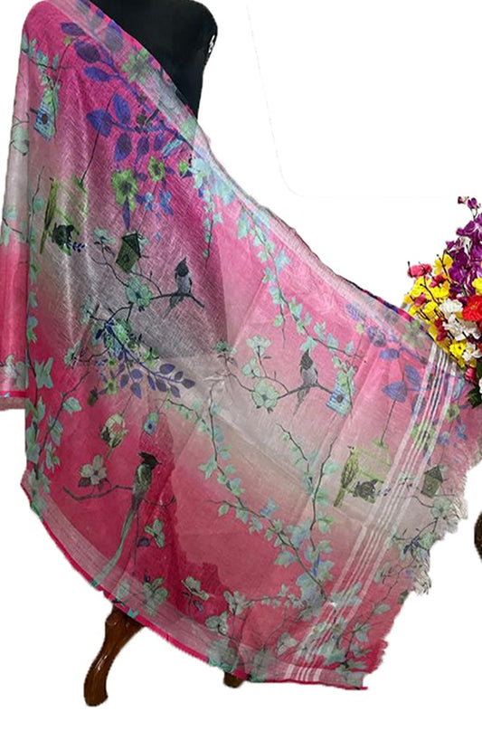Multicolor Digital Printed Linen Dupatta - Luxurion World