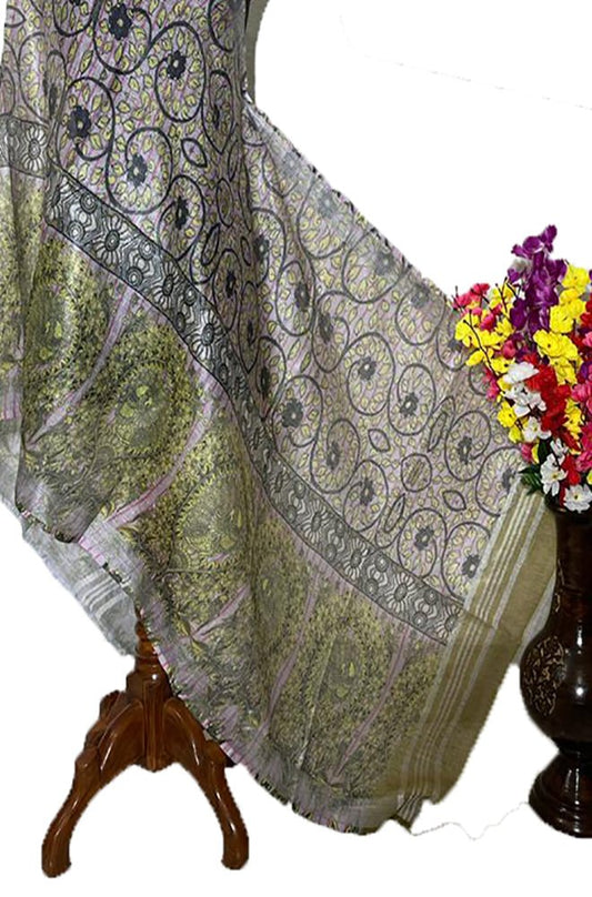 Multicolor Digital Printed Linen Dupatta - Luxurion World