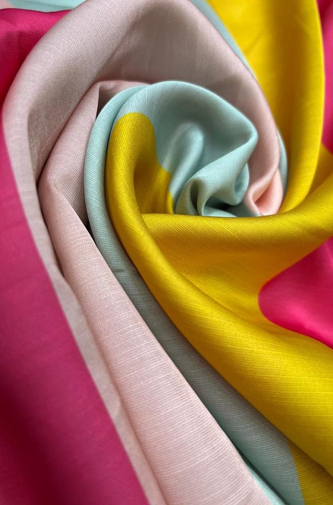 Multicolor Digital Printed Linen Fabric ( 1 Mtr )