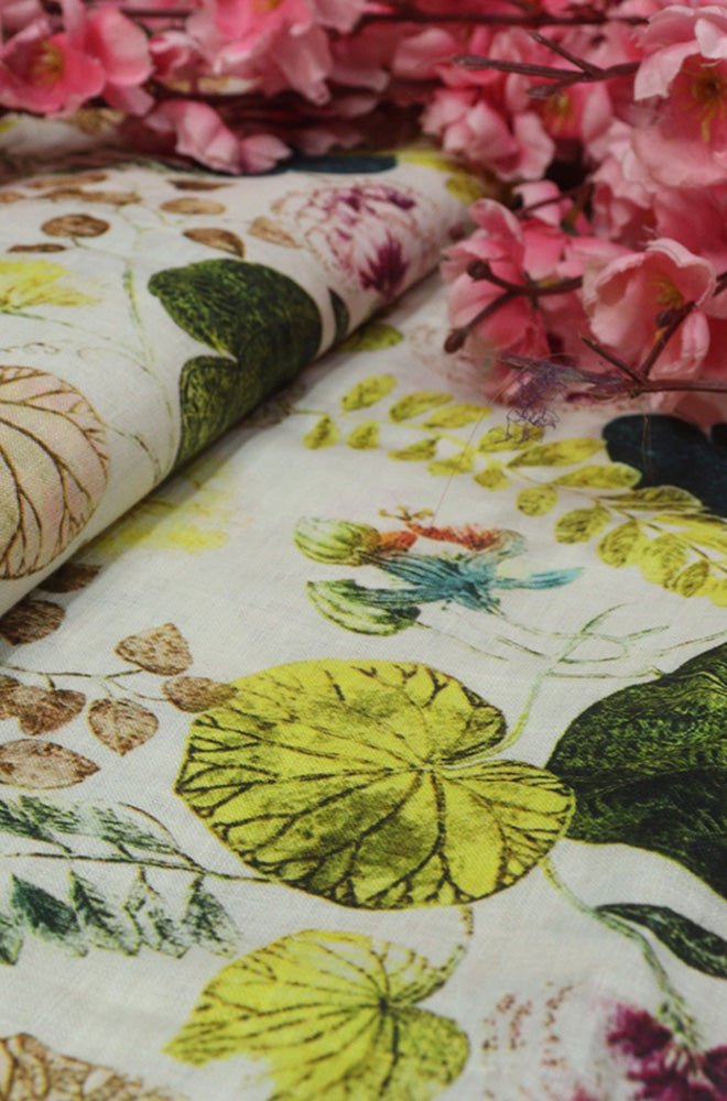Multicolor Digital Printed Linen Jute Fabric (1 mtr) - Luxurion World