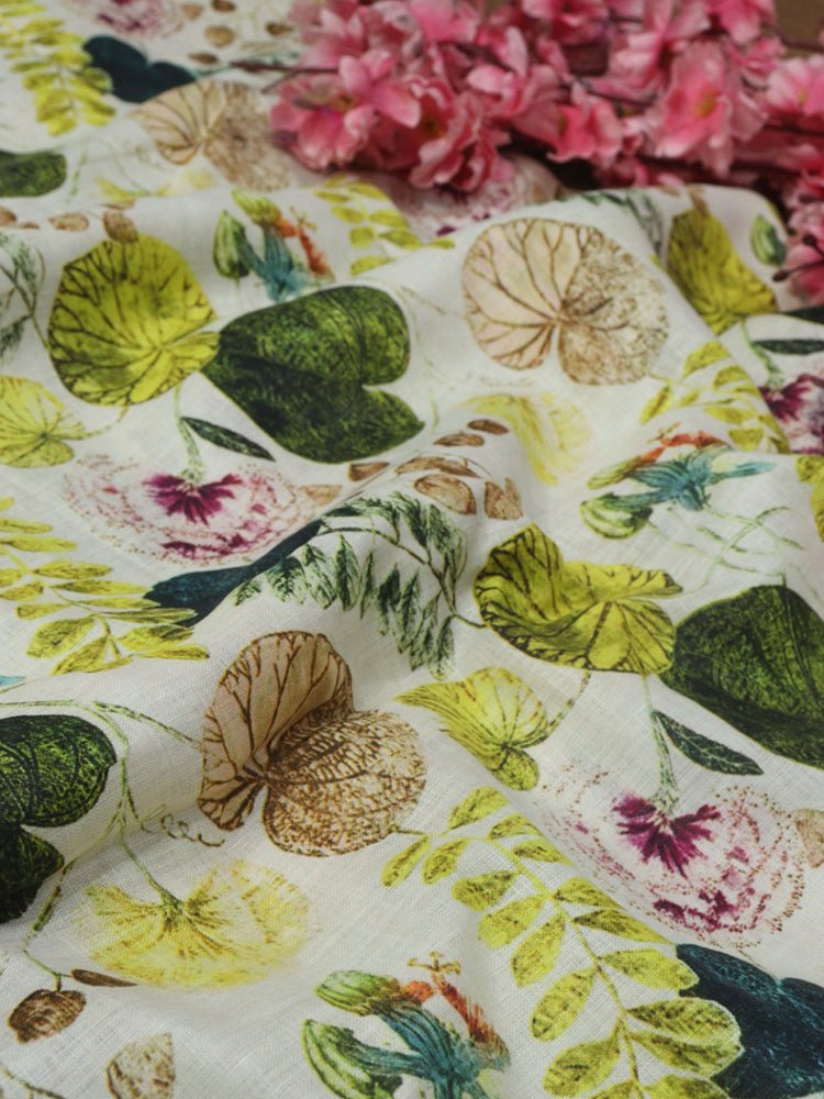 Hydrangea Digital Cotton Linen Fabric For Dress Tissu Coton Au Mètre Telas  Por Metro Sewing 원단 Tecido Ткань Satin Toile De Jute