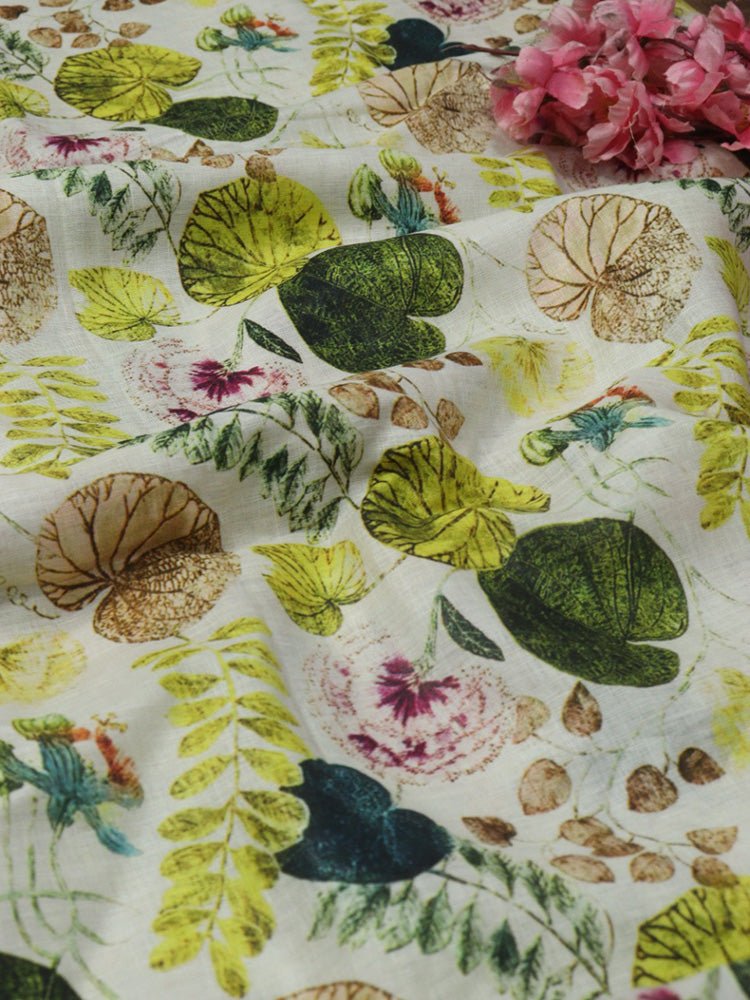 Multicolor Digital Printed Linen Jute Fabric (1 mtr) - Luxurion World