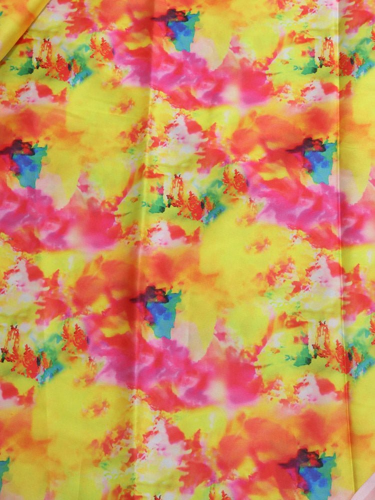 Multicolor Digital Printed Tie & Dye Satin Silk Fabric (  1 Mtr ) - Luxurion World