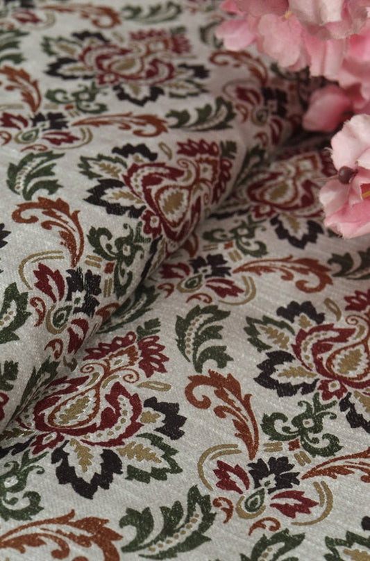Multicolor Digital Printed Velvet Cotton Fabric ( 1 Mtr ) - Luxurion World