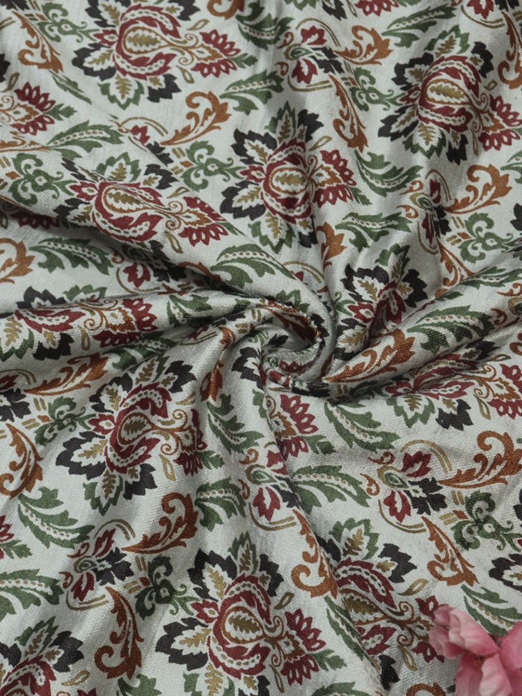 Multicolor Digital Printed Velvet Cotton Fabric ( 1 Mtr ) - Luxurion World