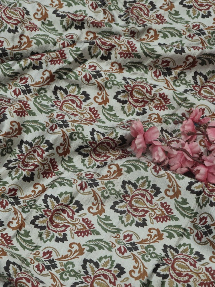 Multicolor Digital Printed Velvet Cotton Fabric ( 1 Mtr ) - Luxurion World