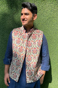 Multicolor Digital Printed Velvet Nehru Jacket - Luxurion World