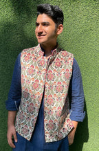 Multicolor Digital Printed Velvet Nehru Jacket - Luxurion World