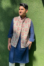 Multicolor Digital Printed Velvet Nehru Jacket - Luxurion World