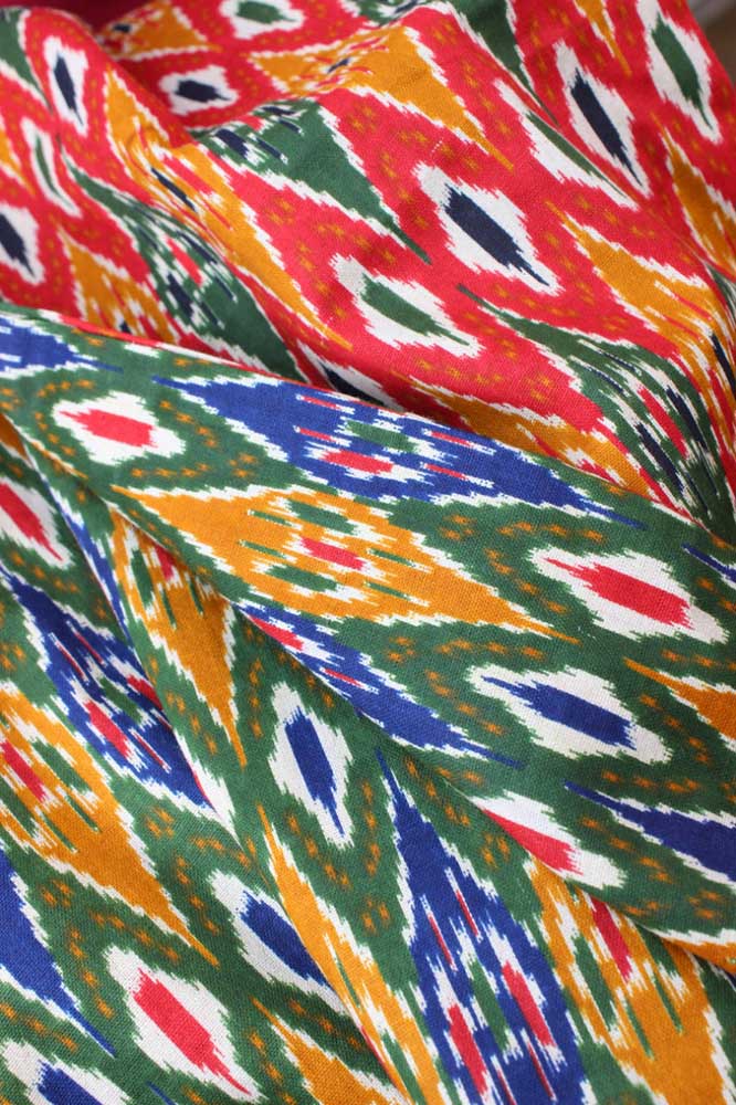 Multicolor Double Ikat Pure Cotton Reversible Long Jacket - Luxurion World
