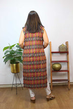Multicolor Double Ikat Pure Cotton Reversible Long Jacket - Luxurion World