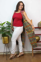 Multicolor Double Ikat Pure Cotton Reversible Long Jacket - Luxurion World