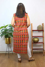 Multicolor Double Ikat Pure Cotton Reversible Long Jacket - Luxurion World