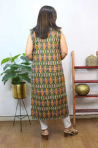 Multicolor Double Ikat Pure Cotton Reversible Long Jacket - Luxurion World