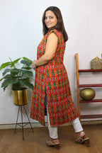 Multicolor Double Ikat Pure Cotton Reversible Long Jacket - Luxurion World