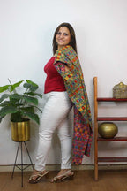 Multicolor Double Ikat Pure Cotton Reversible Long Jacket - Luxurion World