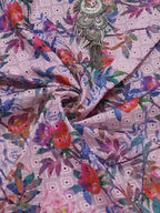 Multicolor Embroidered Chikankari Cotton Fabric (0.8 Mtr) - Luxurion World