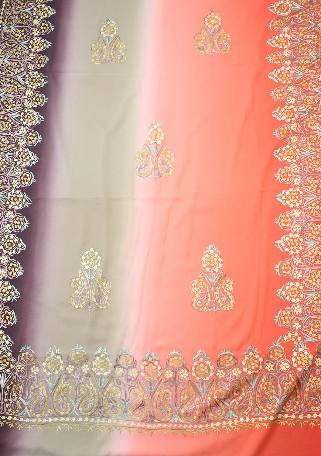 Multicolor Embroidered Kashmiri Aari Work Georgette Saree