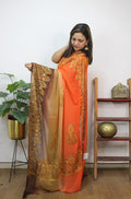 Multicolor Embroidered Kashmiri Aari Work Georgette Saree - Luxurion World