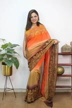 Multicolor Embroidered Kashmiri Aari Work Georgette Saree - Luxurion World