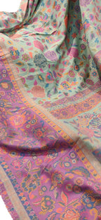 Multicolor Embroidered Kashmiri Kani Work Pure Silk Saree - Luxurion World